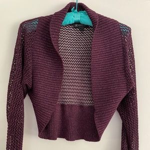INC Sparkly Mesh Shrug, Plum color, Size M